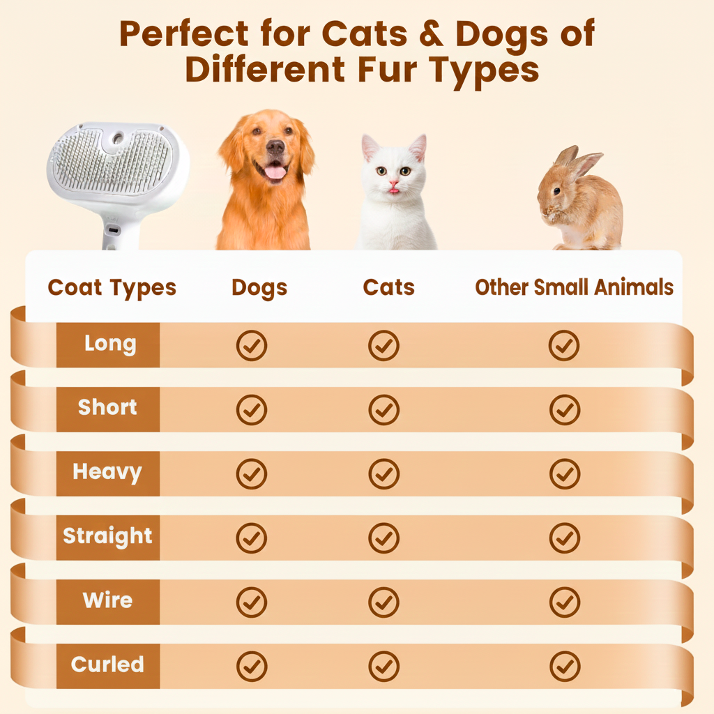 Cepillo de vapor 3 en 1 para gatos, cepillo de vapor para mascotas de pelo largo o corto para perros y gatos