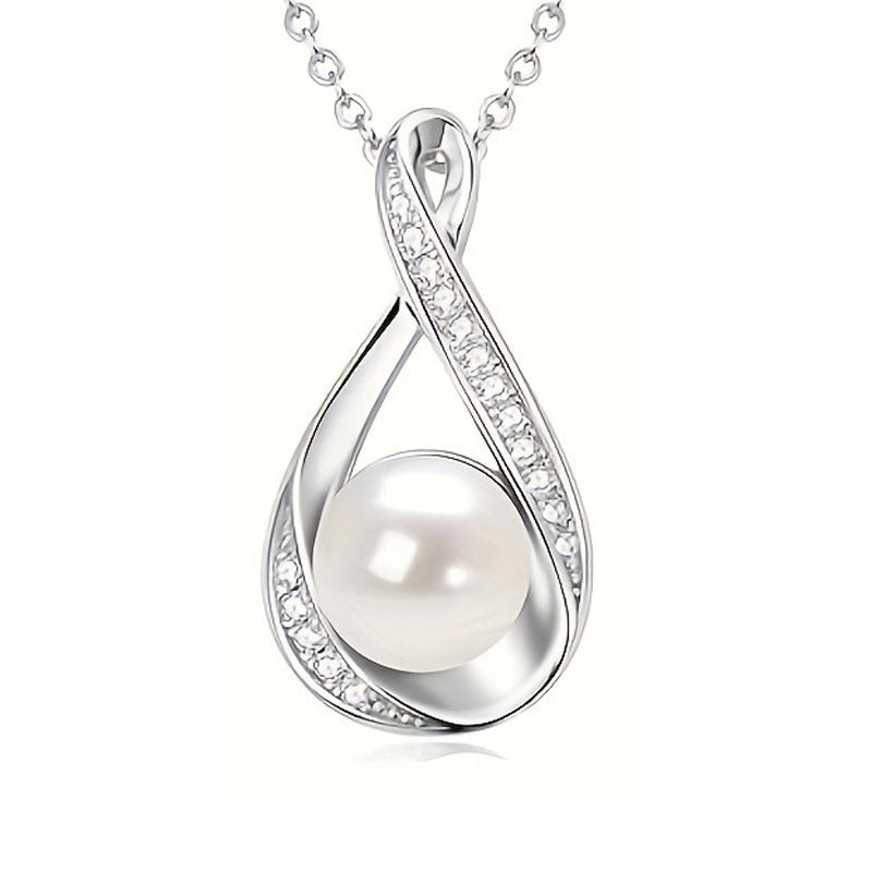 Simulated Pearl Jewelry Diamond Inlaid Clavicle Chain To Give Mom