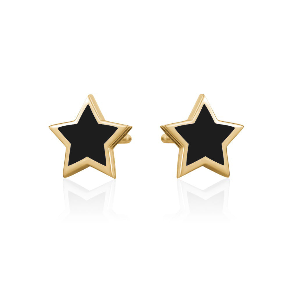 Black Epoxy Enamel Geometry Pattern Retro Easy-to-match Earrings
