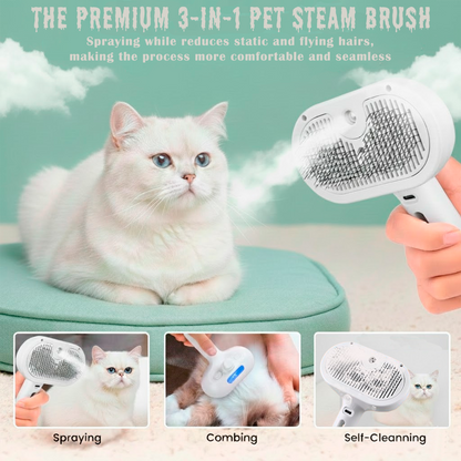 3 In 1 Cat Steam Brush, Pet Steam Brush For Cat Dog Long Short Haired, Pet Spray Hair Removal Comb For Small Animals Shedding & Grooming, Water Mist Spray Brushes With Release Button