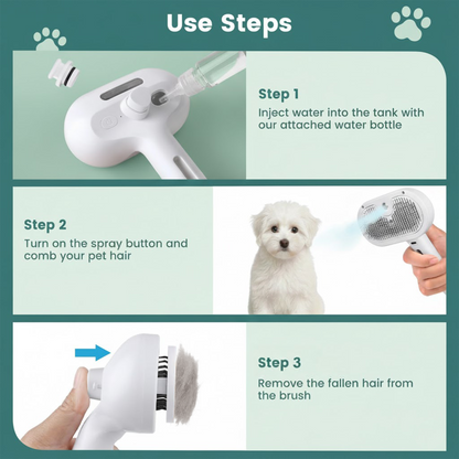 3 In 1 Cat Steam Brush, Pet Steam Brush For Cat Dog Long Short Haired, Pet Spray Hair Removal Comb For Small Animals Shedding & Grooming, Water Mist Spray Brushes With Release Button