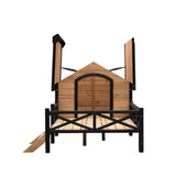 Caseta de madera grande para perro estilo cabaña de exterior con porche