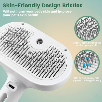 3 In 1 Cat Steam Brush, Pet Steam Brush For Cat Dog Long Short Haired, Pet Spray Hair Removal Comb For Small Animals Shedding & Grooming, Water Mist Spray Brushes With Release Button