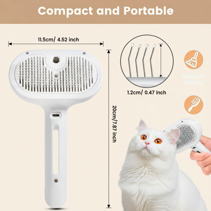3 In 1 Cat Steam Brush, Pet Steam Brush For Cat Dog Long Short Haired, Pet Spray Hair Removal Comb For Small Animals Shedding & Grooming, Water Mist Spray Brushes With Release Button