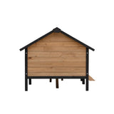 Caseta de madera grande para perro estilo cabaña de exterior con porche