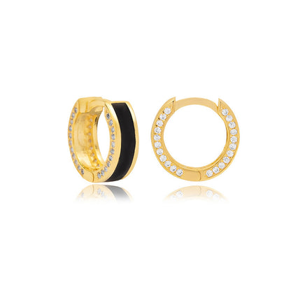 Black Epoxy Enamel Geometry Pattern Retro Easy-to-match Earrings