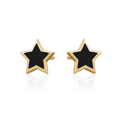 Black Epoxy Enamel Geometry Pattern Retro Easy-to-match Earrings