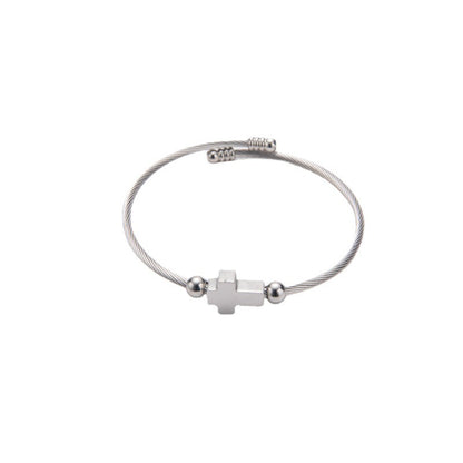 Titanium Steel Retro With Opening Adjustable Cross Bracelet