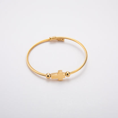 Titanium Steel Retro With Opening Adjustable Cross Bracelet