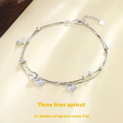 Silver Plated Ginkgo Leaf Anklet For Women