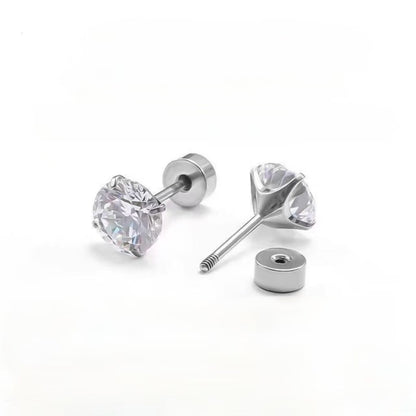 Titanium Steel Ear Studs Women's Flat Bottom Screw Sterling Silver
