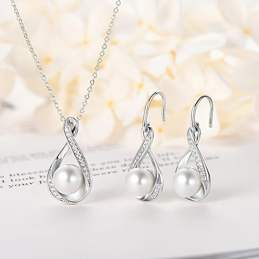 Simulated Pearl Jewelry Diamond Inlaid Clavicle Chain To Give Mom