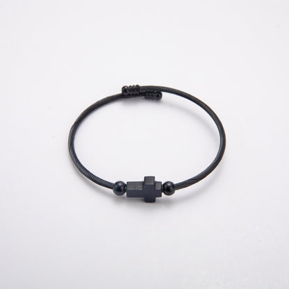 Titanium Steel Retro With Opening Adjustable Cross Bracelet