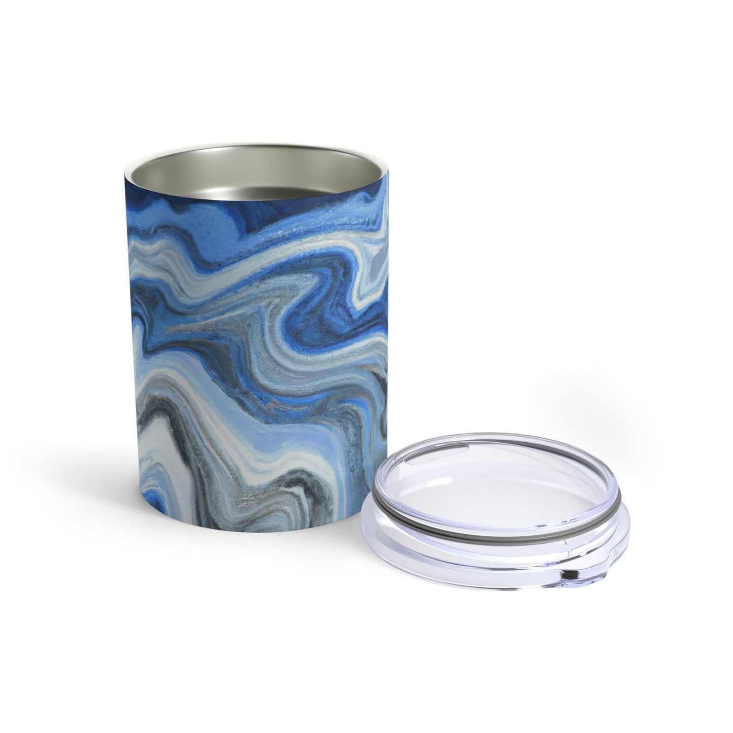 Insulated Tumbler 10oz Blue White Grey Marble Pattern-4