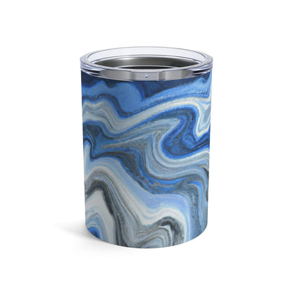 Insulated Tumbler 10oz Blue White Grey Marble Pattern-0