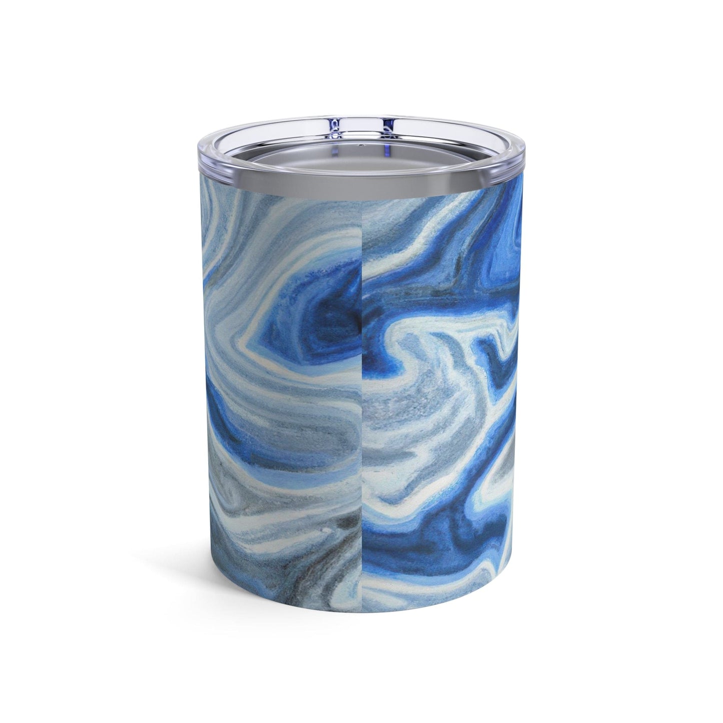 Insulated Tumbler 10oz Blue White Grey Marble Pattern-1