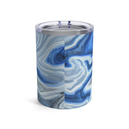 Insulated Tumbler 10oz Blue White Grey Marble Pattern-1