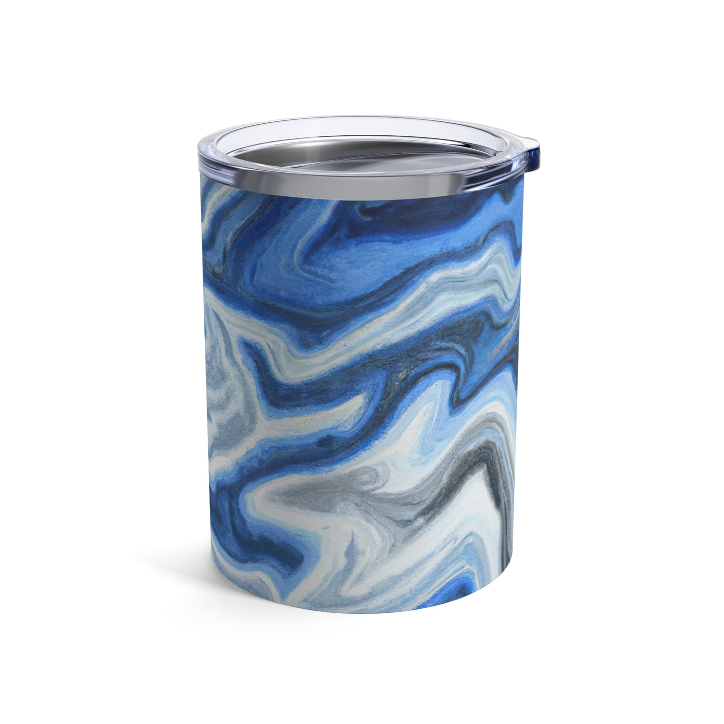 Insulated Tumbler 10oz Blue White Grey Marble Pattern-2