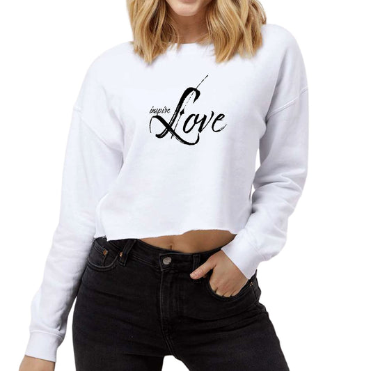 Womens Cropped Graphic Sweatshirt - Inspire Love-0